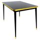 Dining Table, High Gloss Laminate, Brass, Tapered Legs, Midnight Blue - M