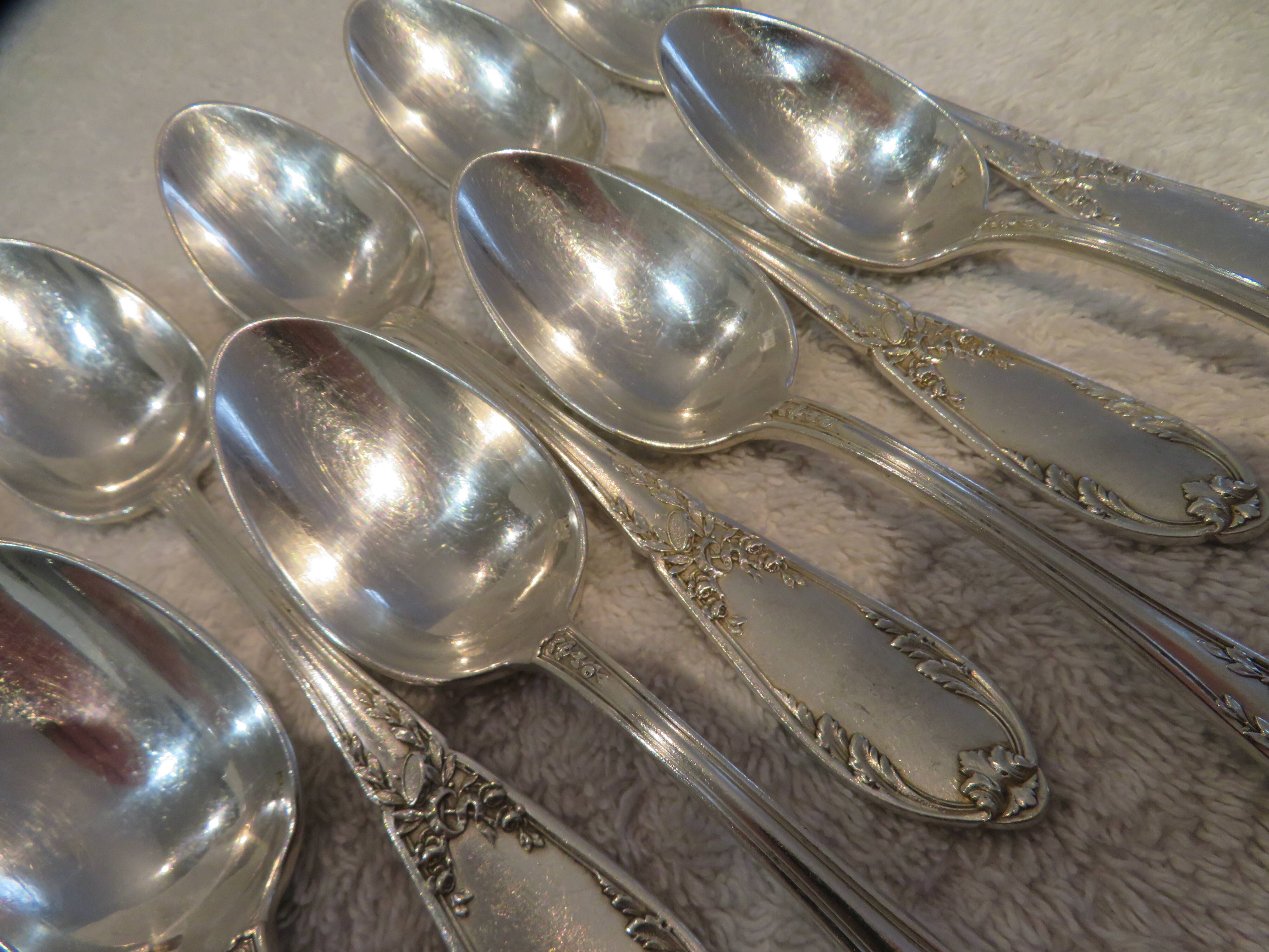11 silver-plated coffee spoons SFAM Louis XVI musical attributes