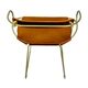 Pair of Hug bar stools in tobacco colour and brass metal.