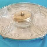Metal appetizer server, frosted glass - RB hallmark