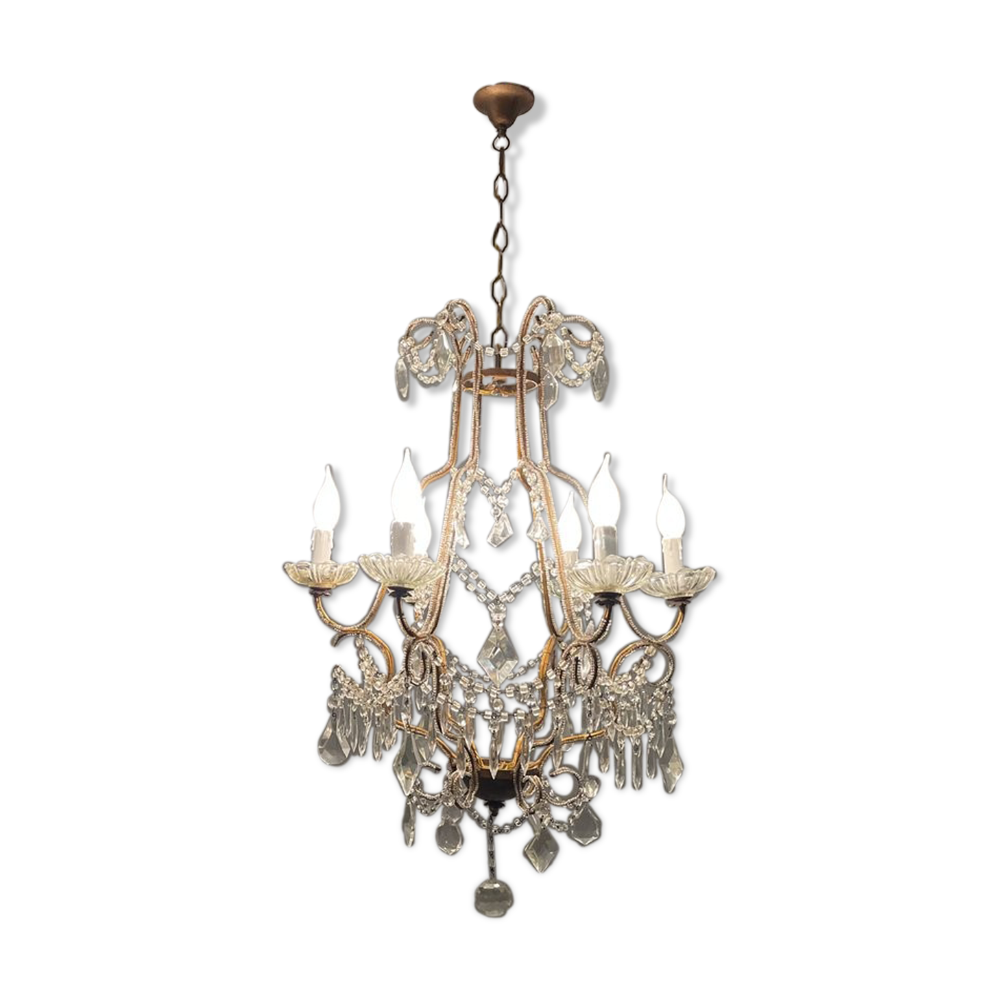 Italian vintage crystal beaded chandelier