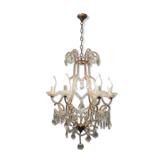 Lustre italien en cristal vintage perles