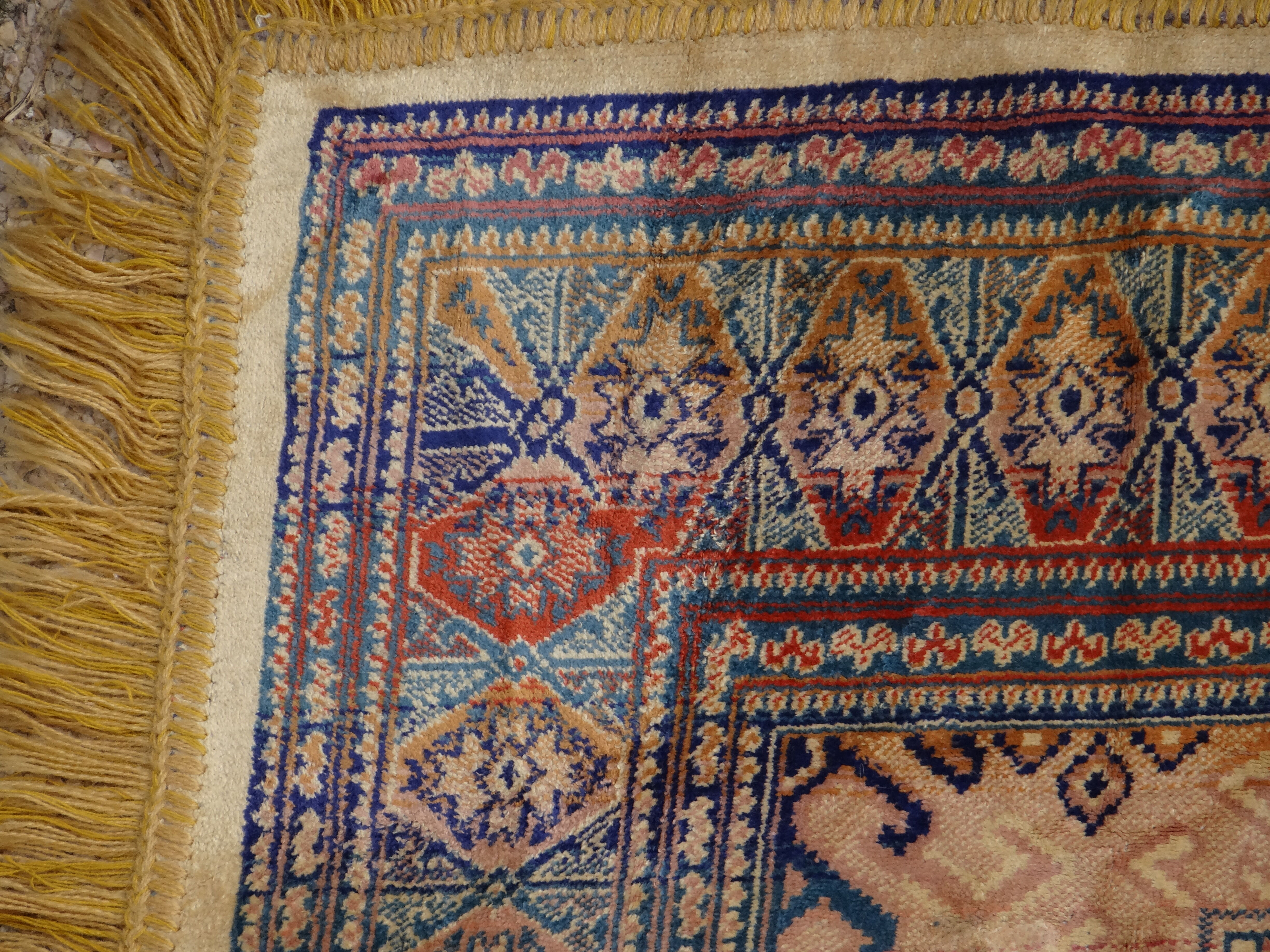 Kazak rug 180x150 cm vintage handmade oriental patterns ochre and burgundy