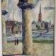 Swedish Oil on Panel “Stockholm Motif” by Emil Hellbom, Vintage & Framed 56×48cm