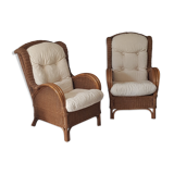 Paire de fauteuils rotin
