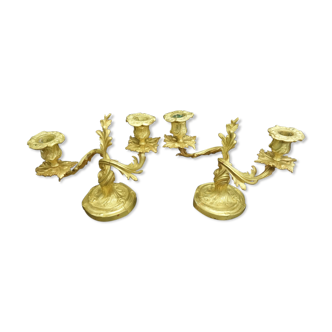 Paire de bougeoirs, style Louis XV, du XIXe