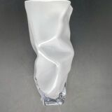 White tinted glass vase with crumpled effect