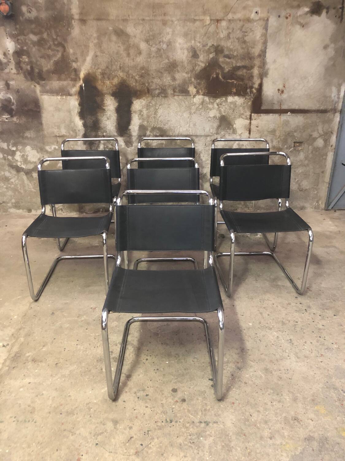 Ensemble de 7 Chaises S33 Mart Stam Circa 1980