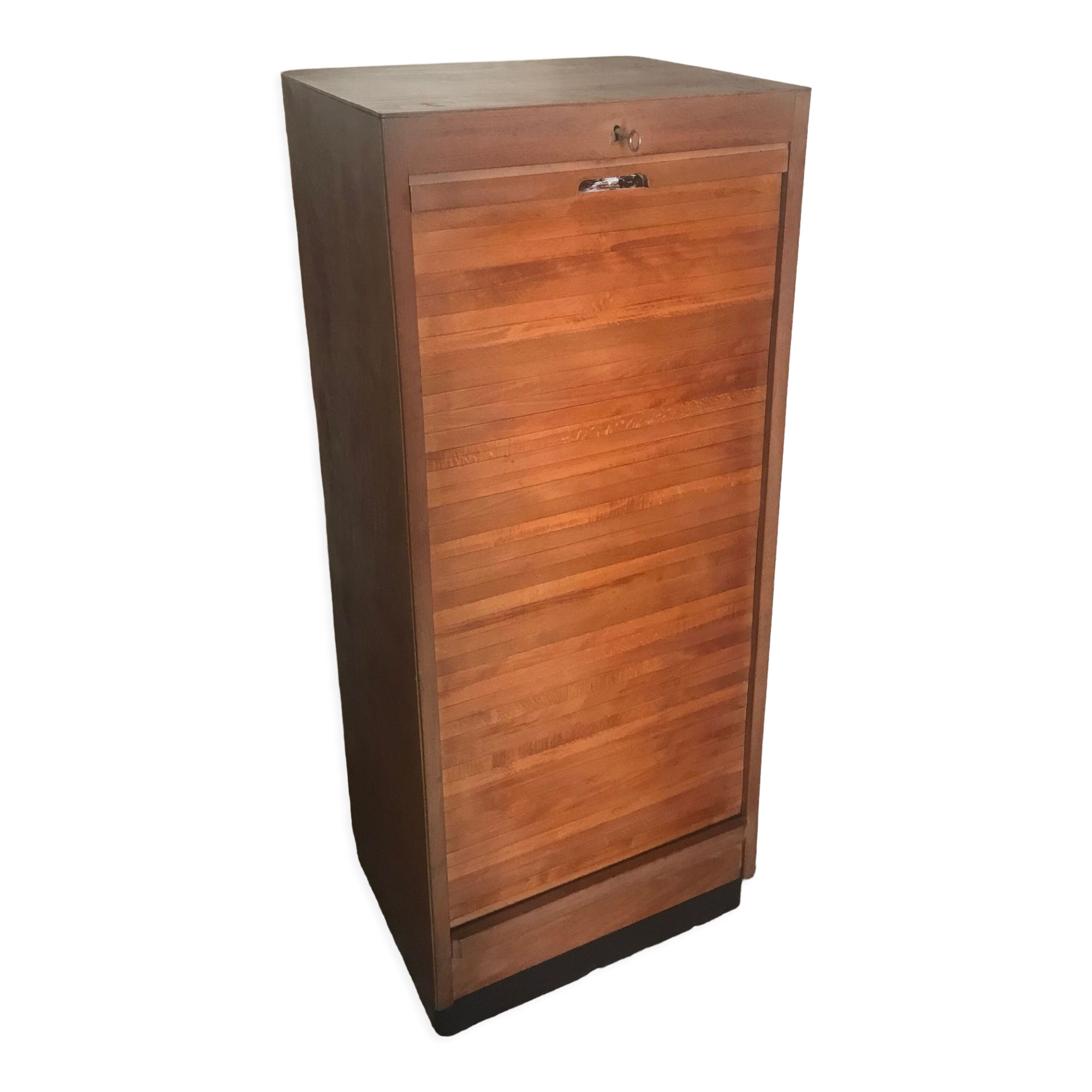 Vintage mid century wooden curtain binder cabinet