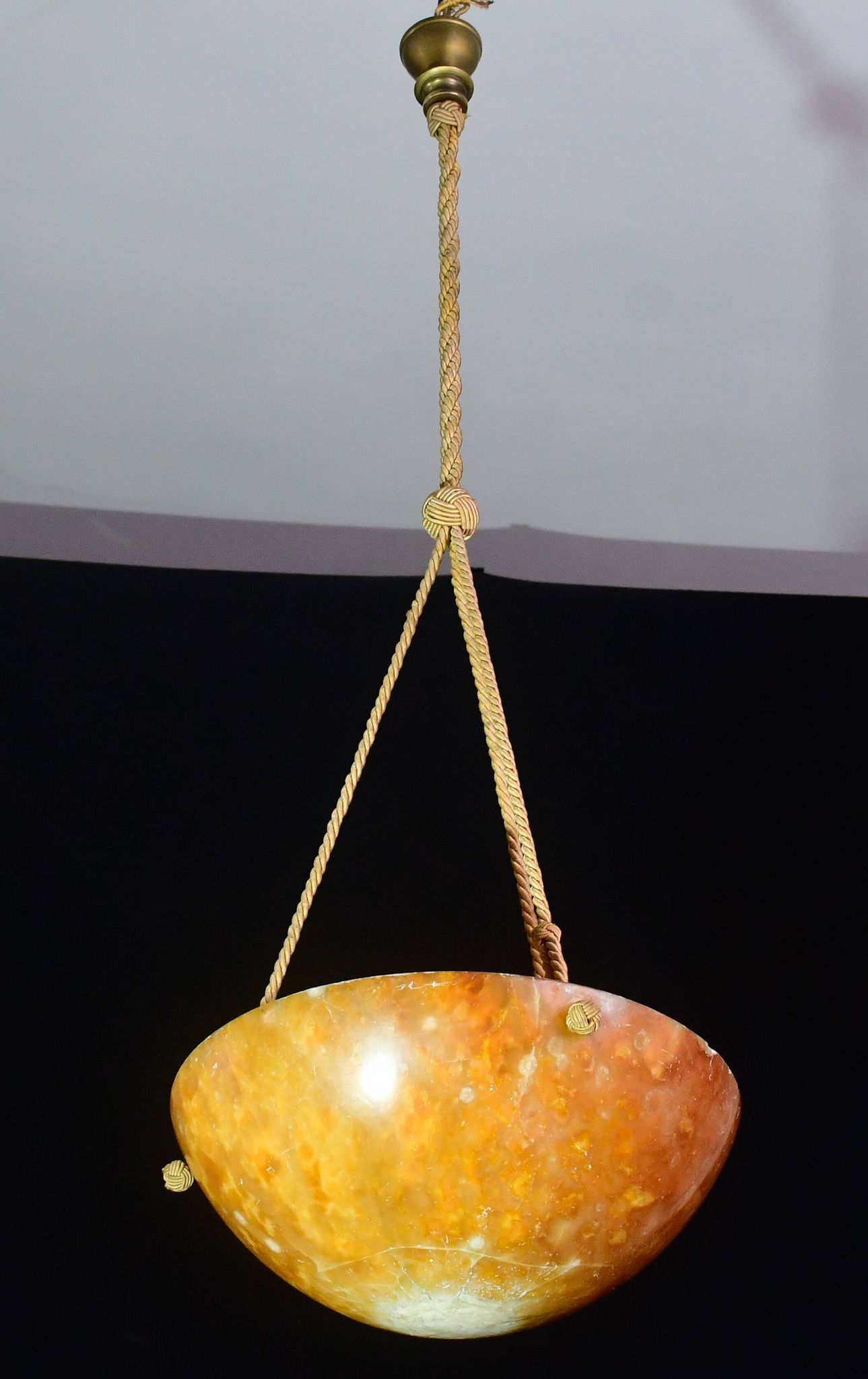 Art Deco great design brown alabaster chandelier, 1940s