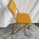 Old folding chair lafuma metal gold with fabric yellow stripes vintage