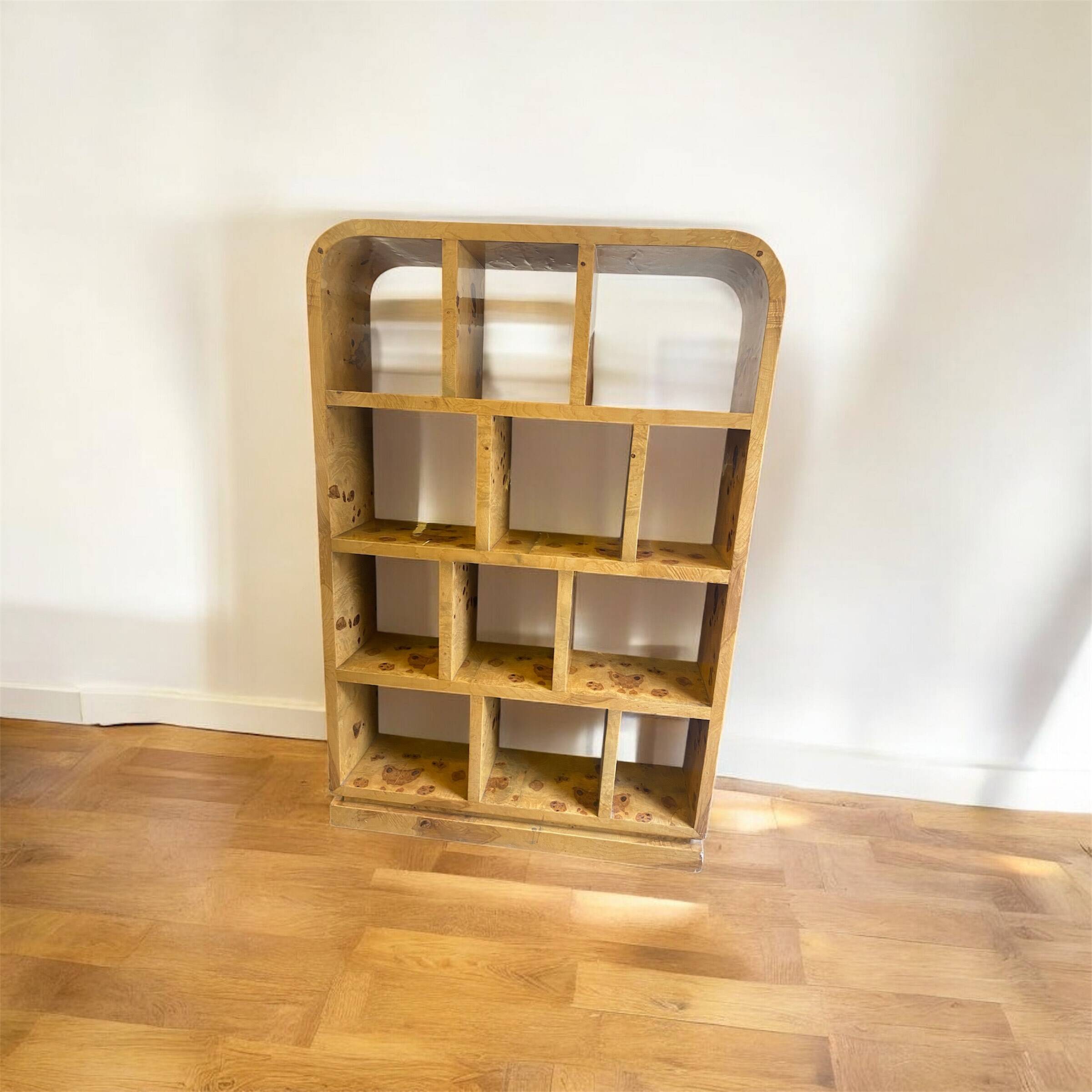 Bibliothèque Art déco en loupe d’orme & bois de hêtre fabrication artisanal