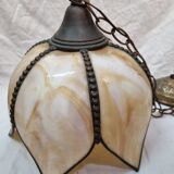 Ceramic and copper pendant lamp from 1970