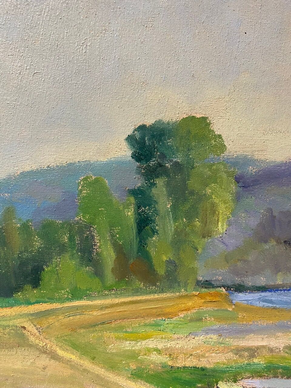 Old painting, landscape on the edge of a pond, Signed Michel Loche (1897;1976)