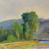 Tableau ancien, paysage bord d’un étang, Signé Michel Loche ( 1897;1976)