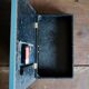 Vintage formica clock silent rectangular wall clock "Blue wood flash"