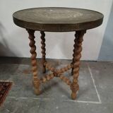 Table d' appoint en laiton pieds tournés