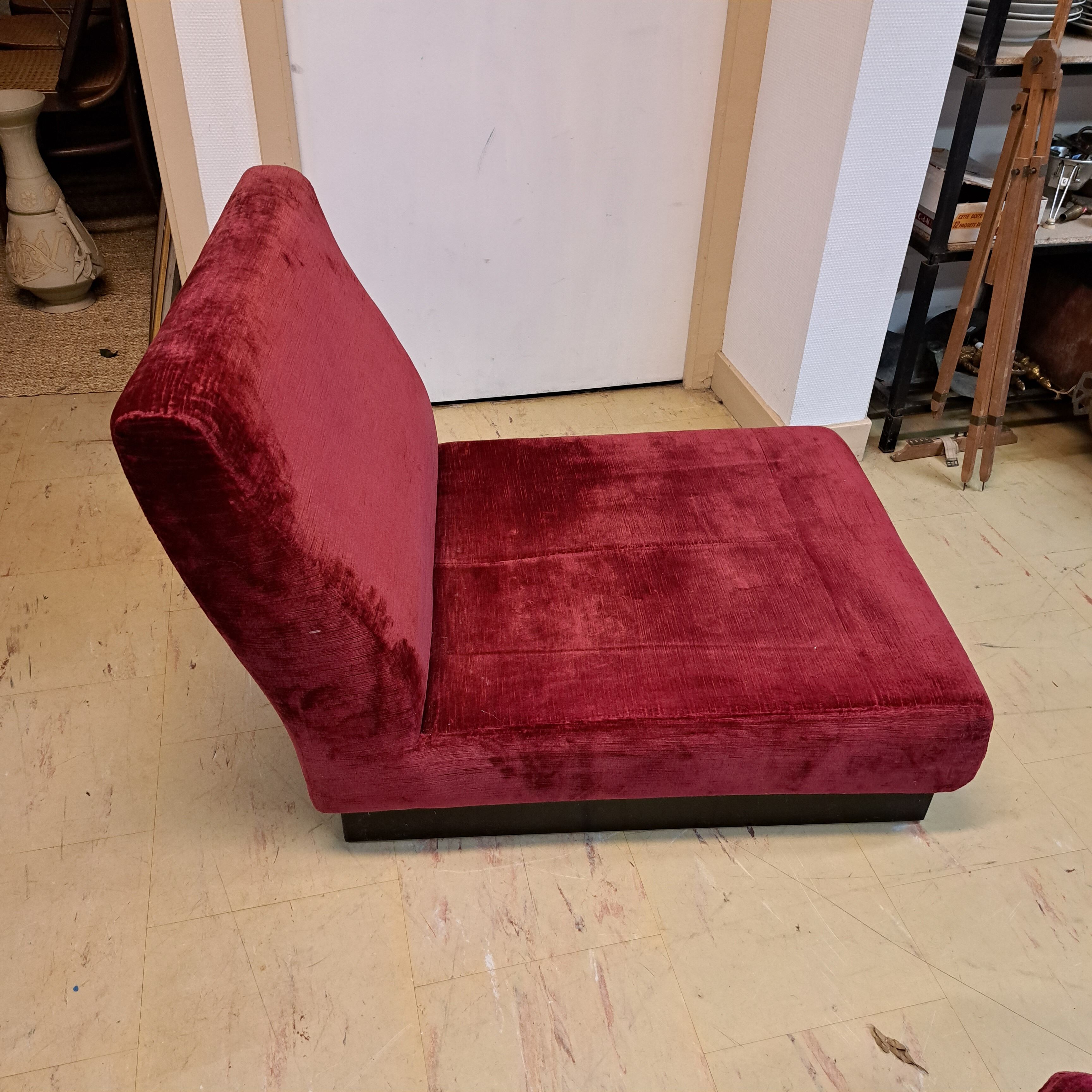 Vintage armchairs and pouf