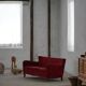 Modern Danish canapé, 3-seater in red velvet, Fritz Hansen style, 1940s.