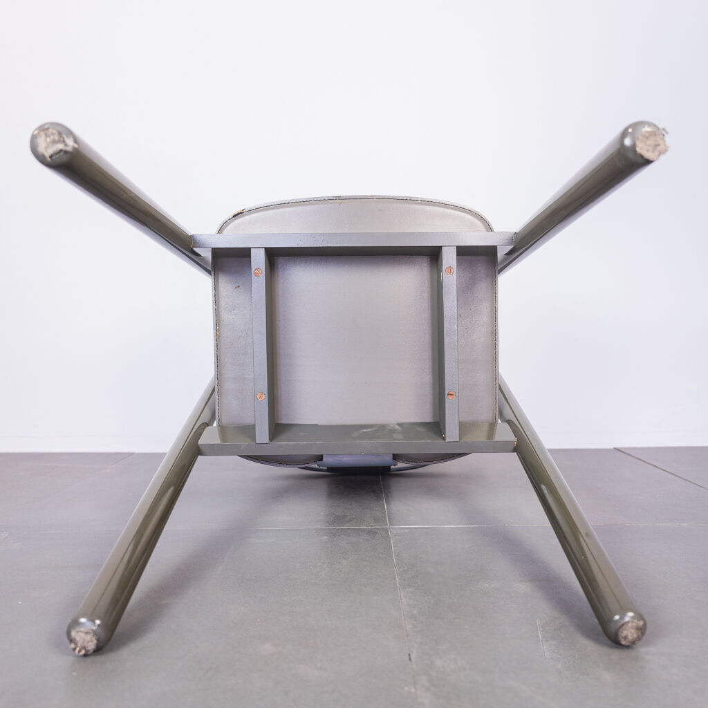 Set of 4 leather chairs and laywood from the 1980s vintage modern