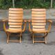 Pair of Clairitex France 1970 solid wood lounge chairs