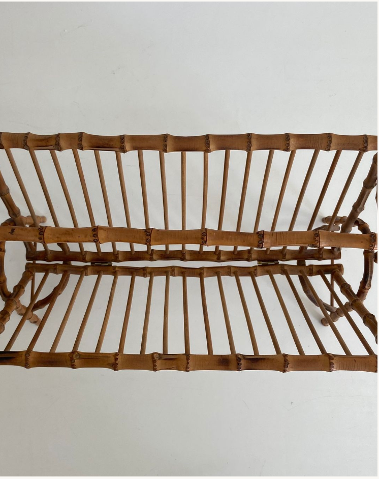 Porte-revues en rotin façon faux-bamboo