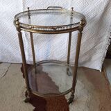 Brass rolling trolley with removable tray