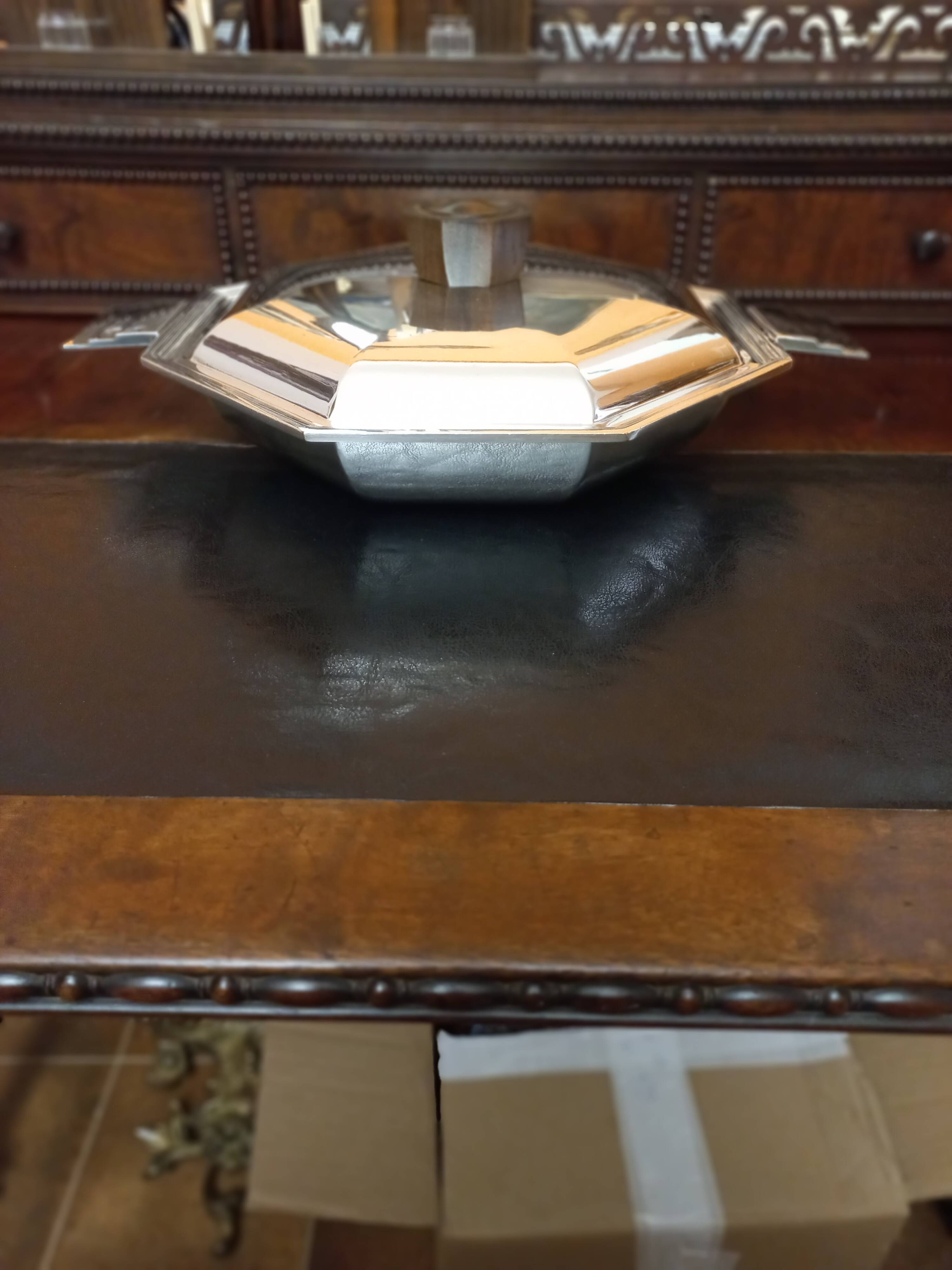 Art Deco plate 1930 silver metal