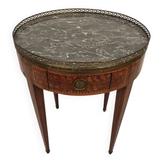 Louis XVI hot water bottle pedestal, cube marquetry