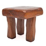 Set of 3 Brutalist stools in solid oak