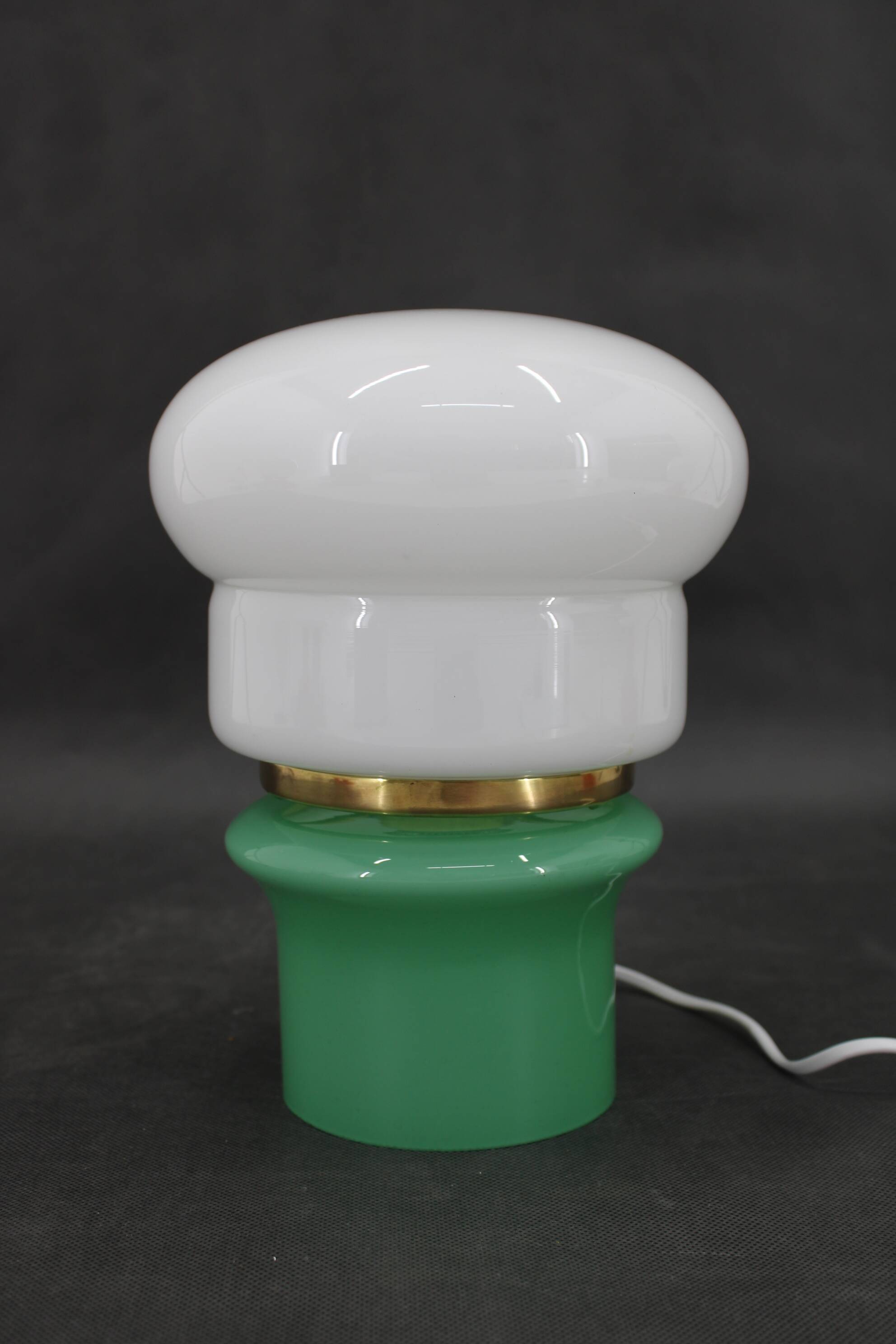 1960s Opaline Glass Table Lamp, Czechoslovakia