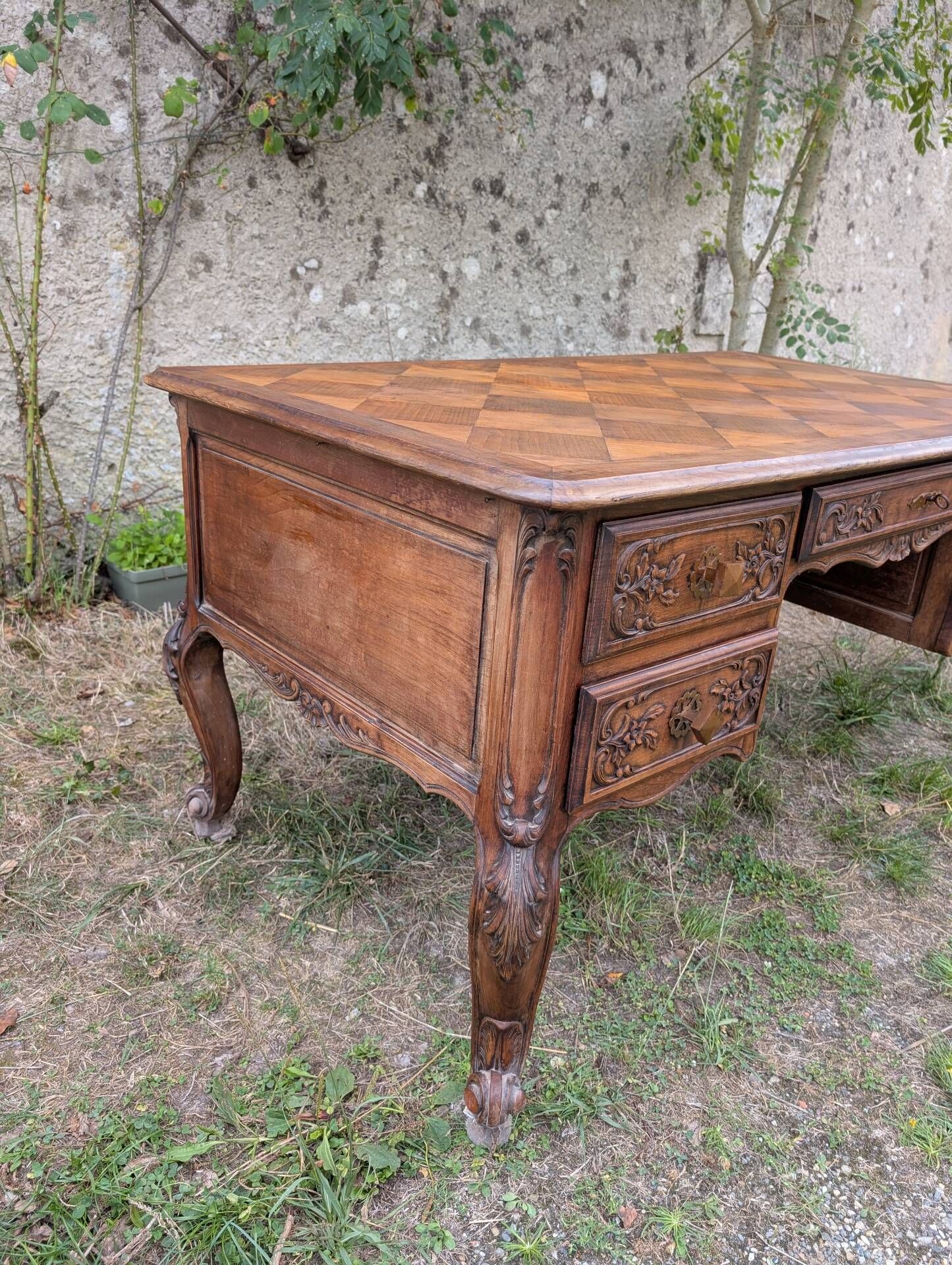 Minister's desk carved wooden cottage