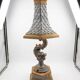 Monumental lamp with a dolphin in cast iron and lead scales - 110cm