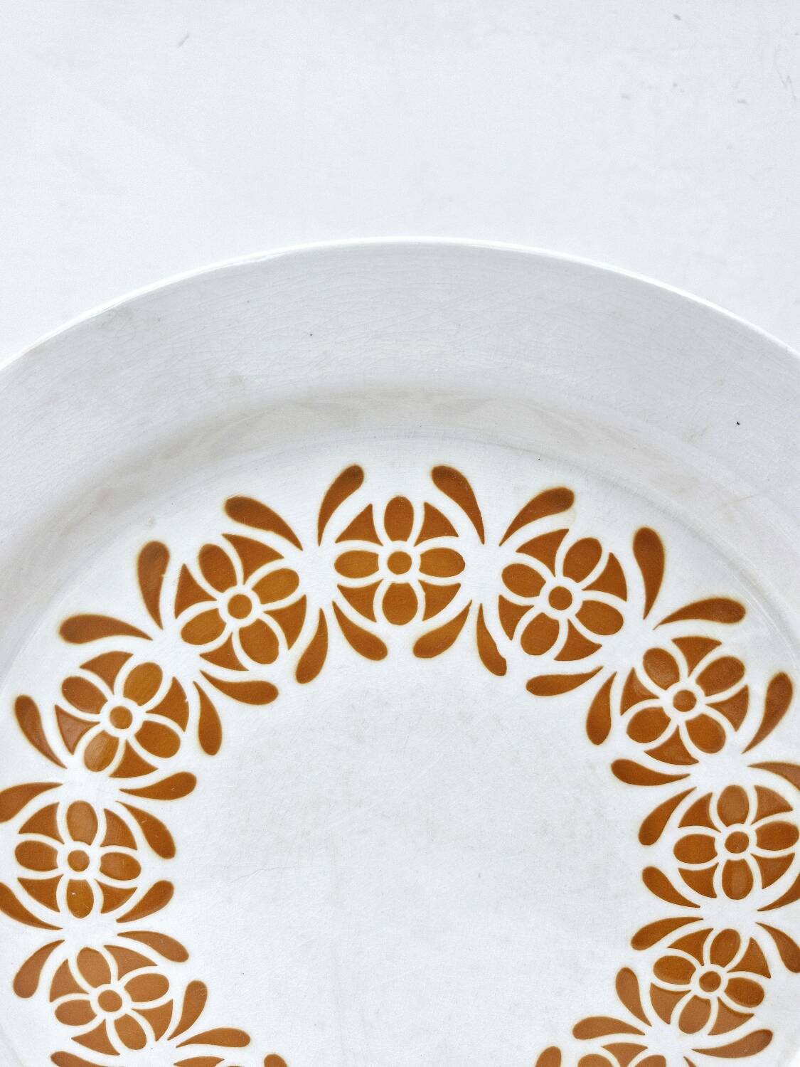 Old Hollow Dish Art Deco Sarreguemines Earthenware Decor Orange Flowers D 28cm