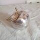 Vintage hollywood regency style apple shaped silver metal box