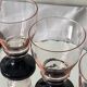 6 petits verres à vin ou à eau art déco rose et pied noir 8 cl