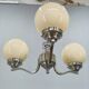 1930s Art Deco Nickel and Glass Chandelier, Czechoslovakia