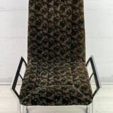 Set of 4 Mid-Century Modern Italian Chromed Steel and Velvet Dining Chairs