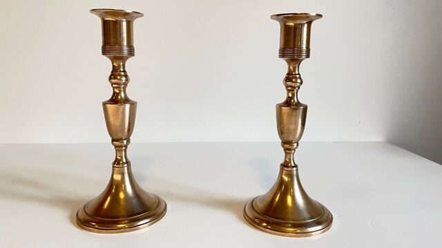 Pair of Scandinavian candle holders by scandia malm, Sweden