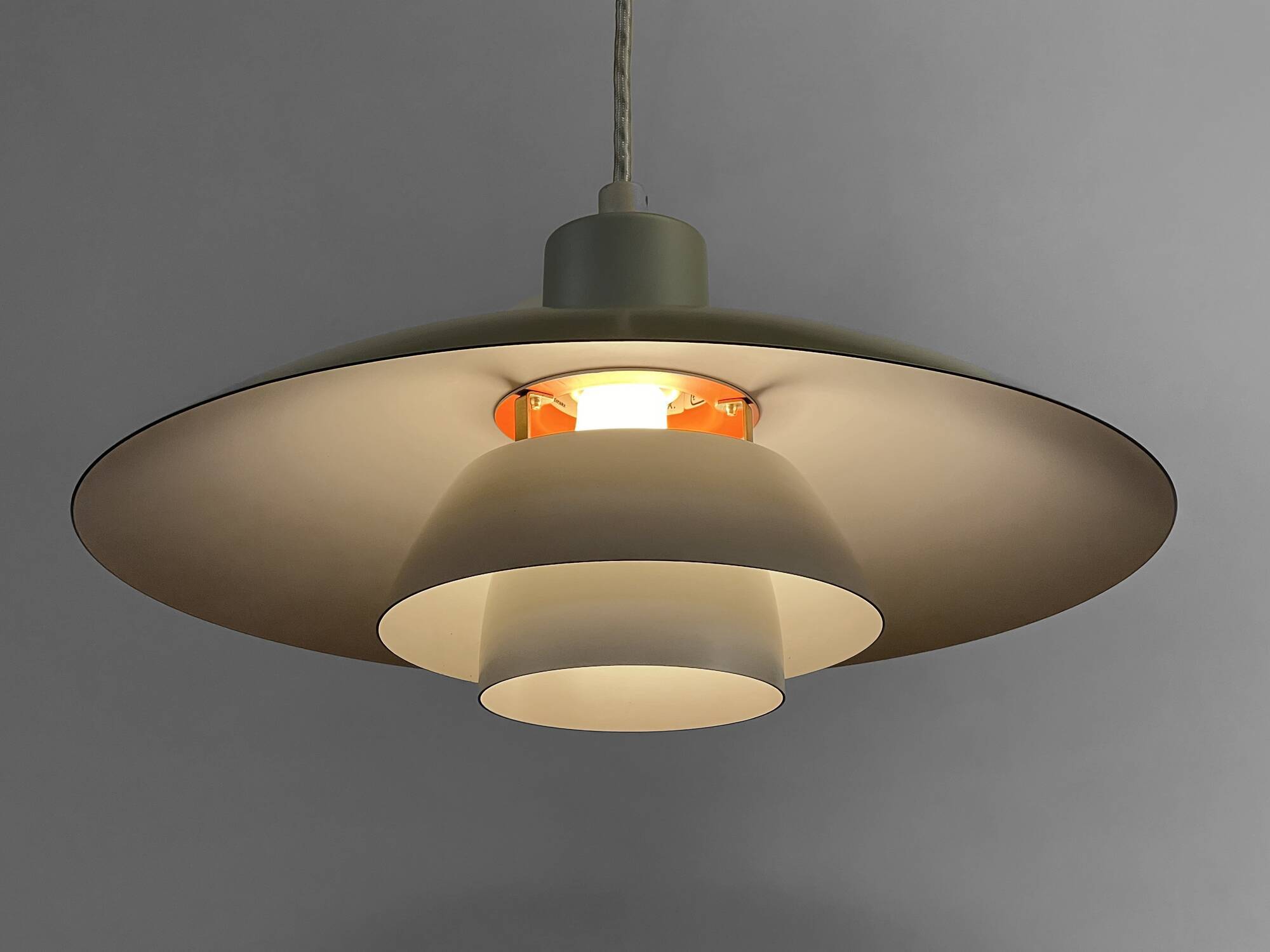 White pendant light PH 4/3 by Poul Henningsen for Louis Poulsen. Denmark 1980s