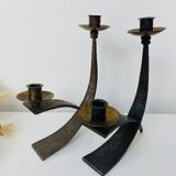 Hammered steel candle holder