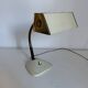 Lampe de bureau en métal laqué écru et doré, 1950