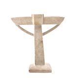 Moroccan candle holder in carved white beige stone, 1970s.