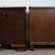 Pair of Art Deco period bedside tables or nightstands in burl circa 1930
