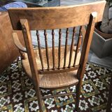 Antique Straw Chair / Armchair with 2 Armrests