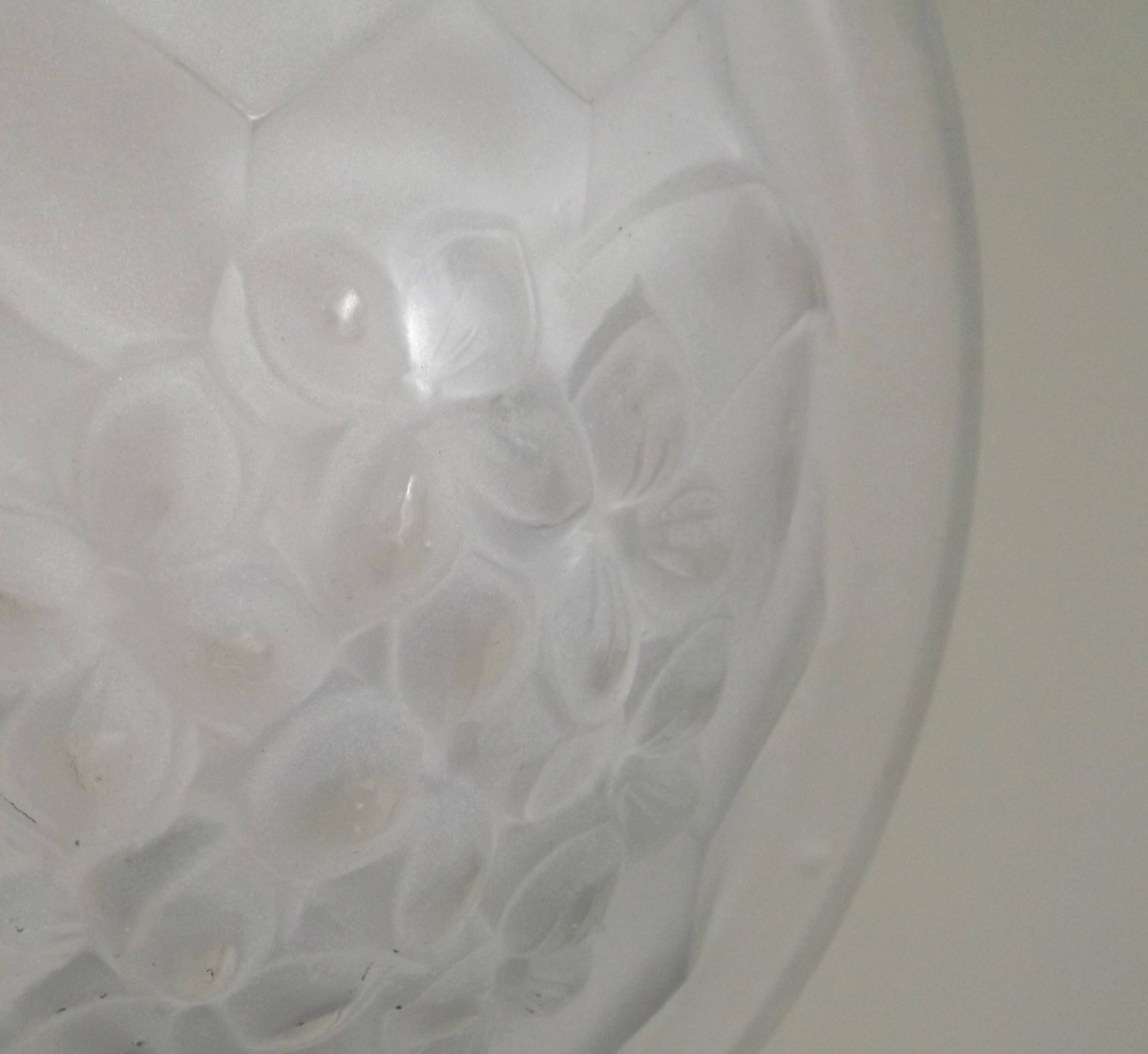 French Art Deco Ceiling Light ROS Degue Frosted Molded Glass Plafonnier