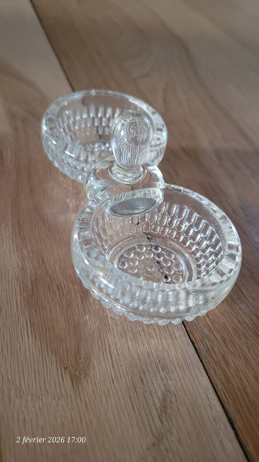 Thick glass salt and pepper shakers