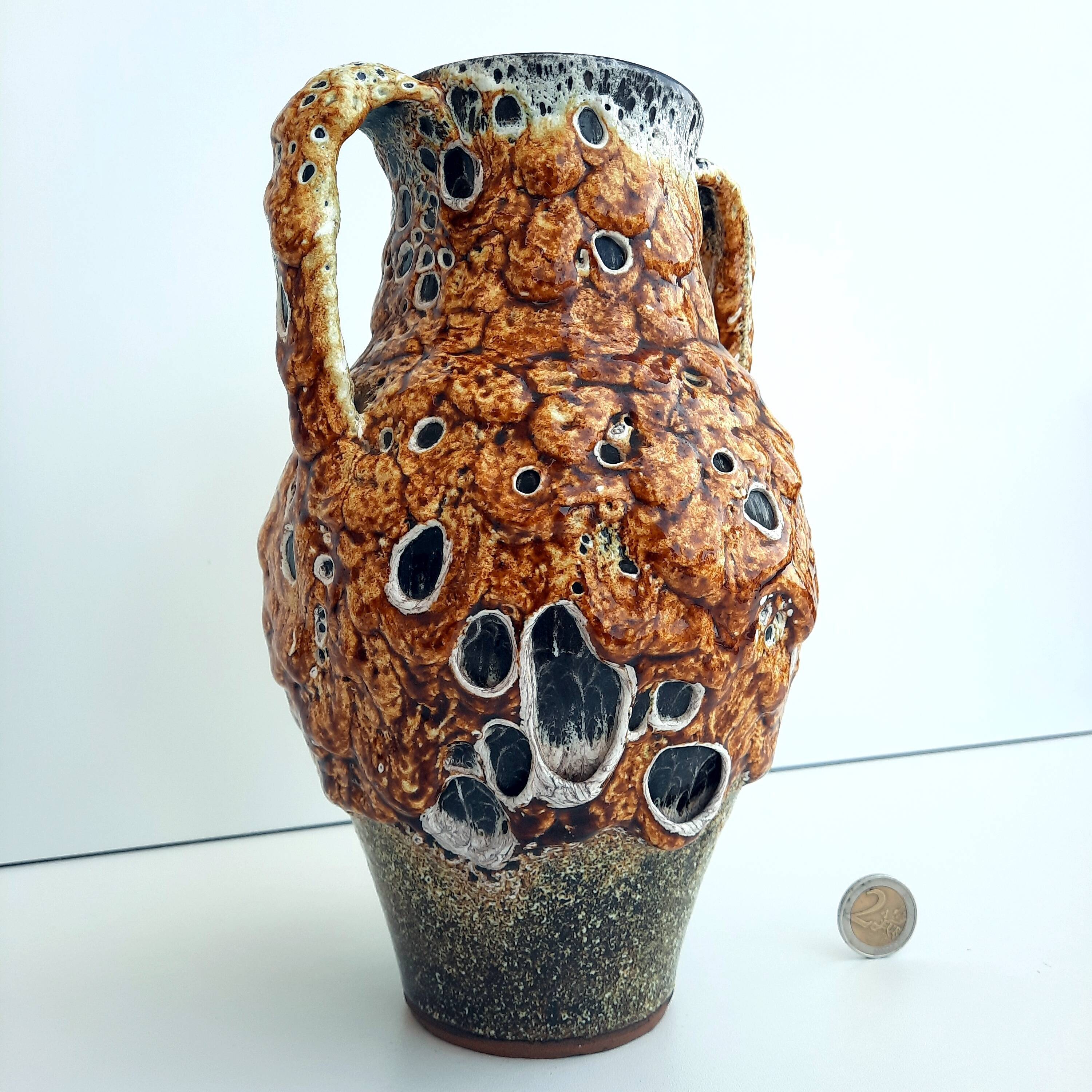 Ceramic vase enamels of the cyclops glaciers Annecy fat lava 1960