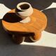 Petrified wood catchall or dish in light grey with rings D27x25 -3320