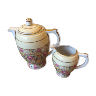 Coffee maker and vintage milk jar D.R.B. Limoges